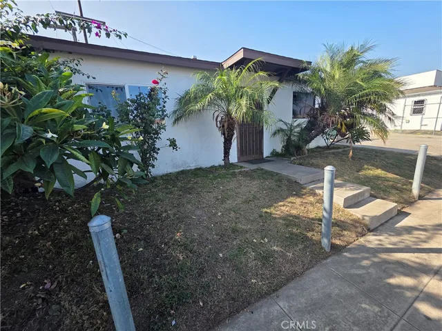 a potted plant sitting in front of a house