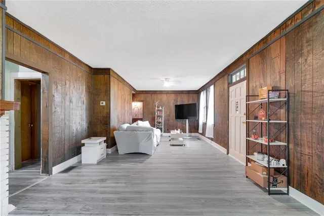 a living room with furniture