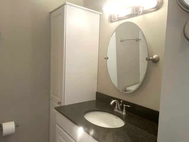 a bathroom with a bathtub