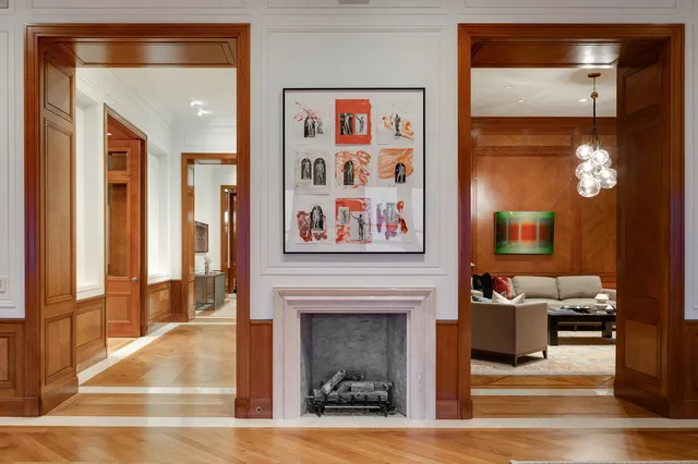 a outdoor dining space with furniture and a large window