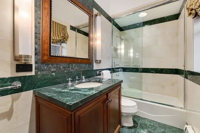 a city view with tall buildings