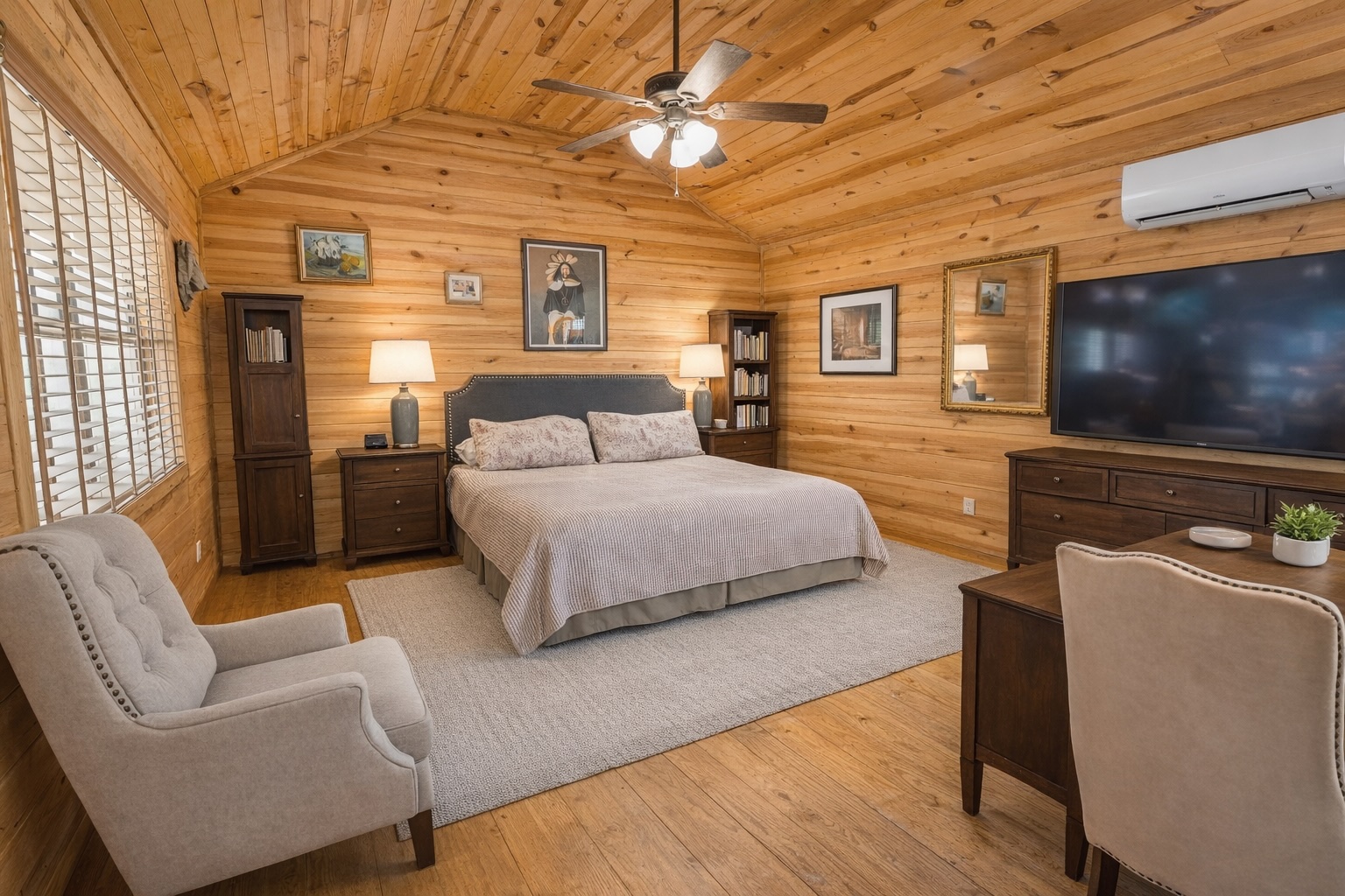 6980 Doss-Spring Creek Road Fredericksburg, TX 78624 - Photo 5 of 20 Open Concept Living and Bedroom in Main Cabin. Virtually staged.