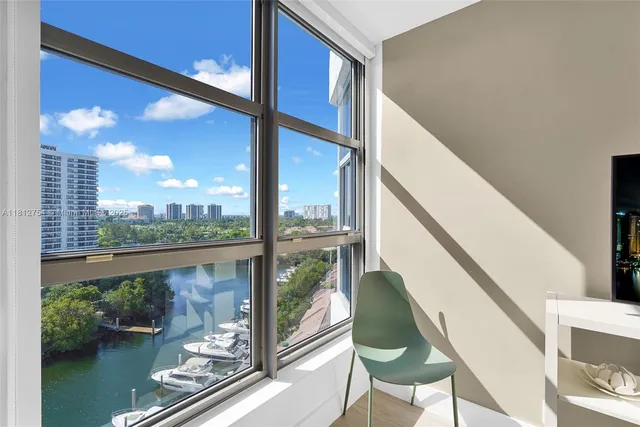 a view of a city with tall buildings