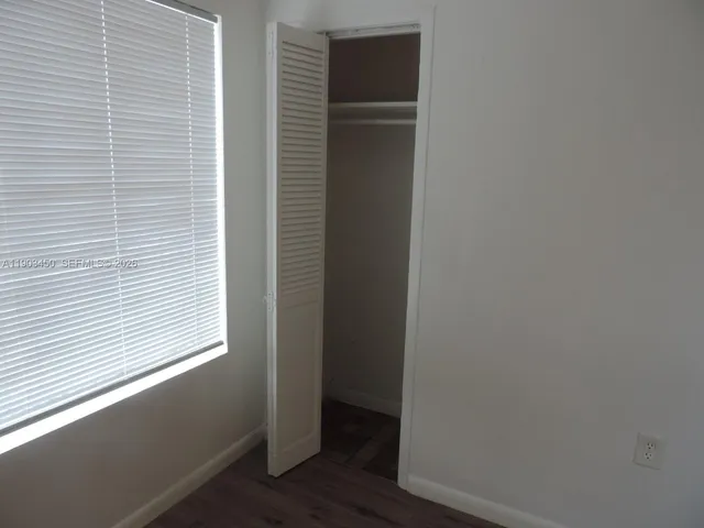 a view of a small space with a window