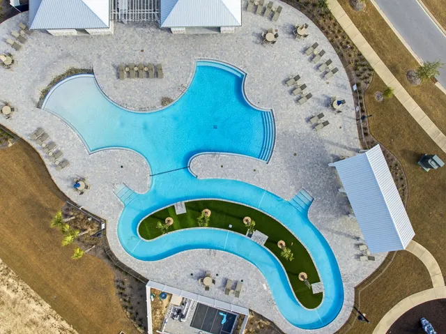 an aerial view of a entryway