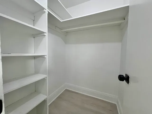 a view of an empty walk in closet