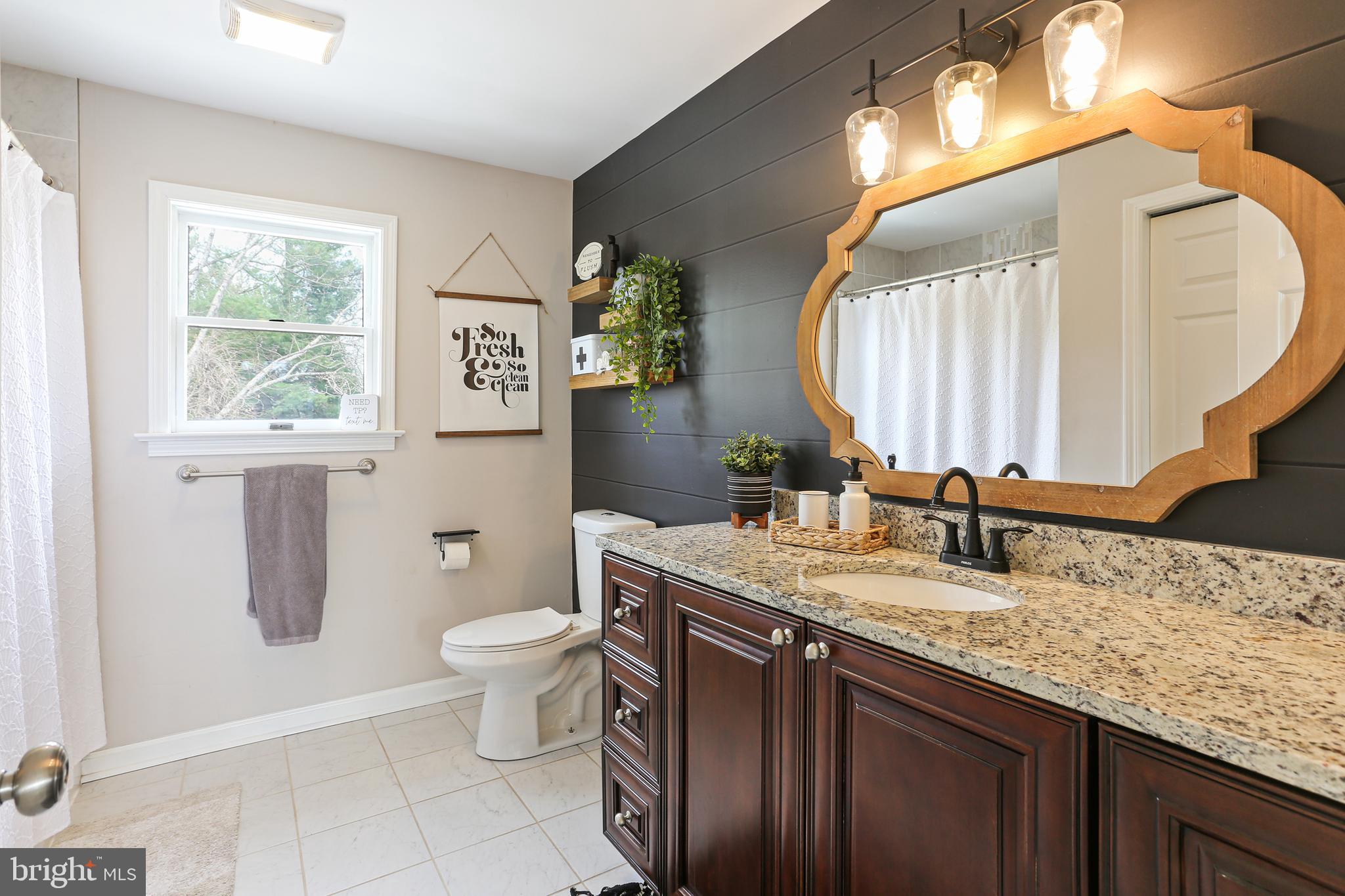 3234 Bidle Road Middletown, MD 21769 - Photo 29 of 45 a bathroom with a granite countertop toilet sink and mirror
