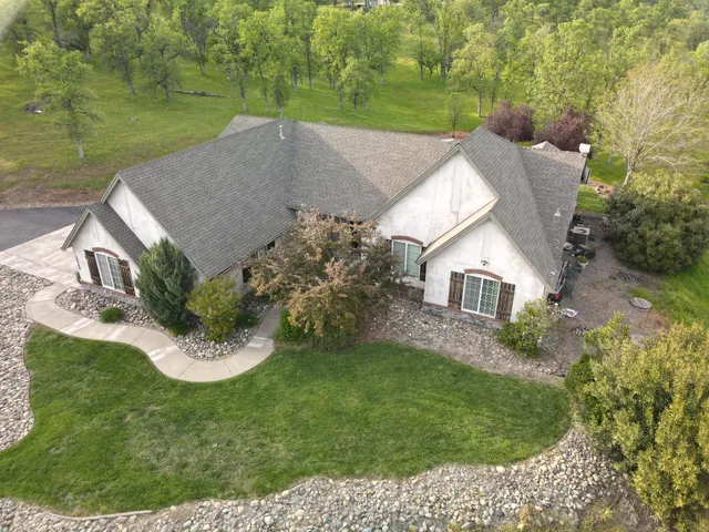 an aerial view of a house