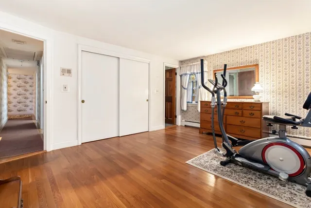 a view of a room with gym equipment