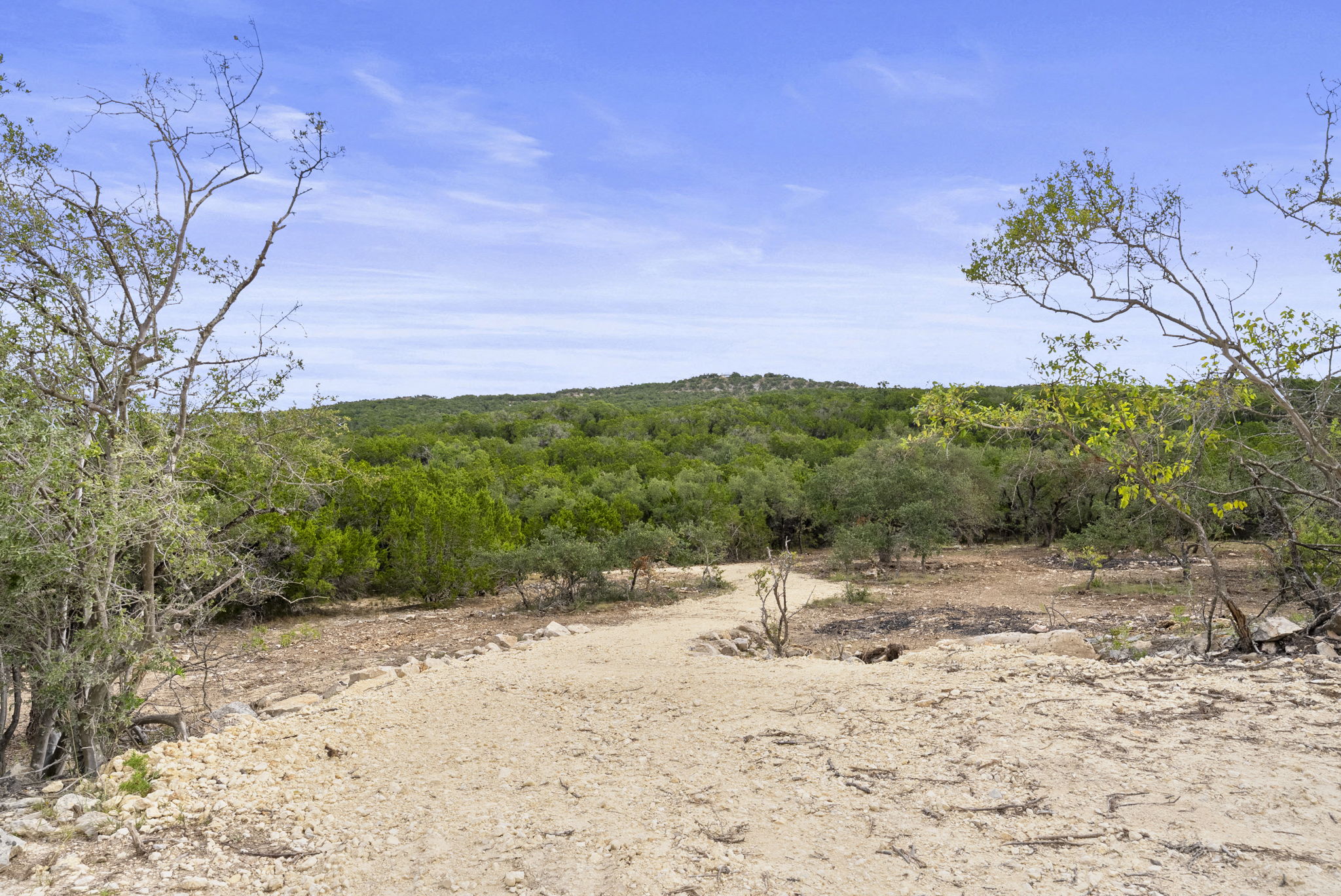 1250 Myers Creek Road Dripping Springs, TX 78620 - Photo 14 of 34 Recent improvements include a new cut entry drive, a wide clearing for a potential home site, and the removal of a natural dam in the dry creek bed.