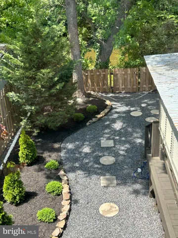 a view of a backyard with table and chairs