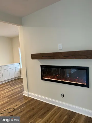 a living room with a fireplace