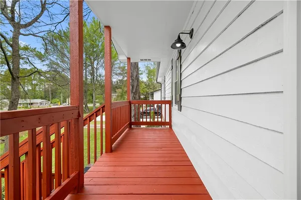 a view of wooden deck