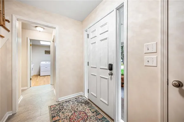 a view of a bathroom with a shower