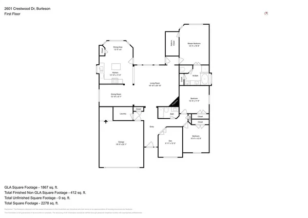 $2,300 | 2601 Crestwood Drive, Burleson, TX 76028