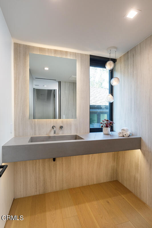 Undisclosed Address Pasadena, CA 91103 - Photo 46 of 74 a bathroom with a sink and a mirror