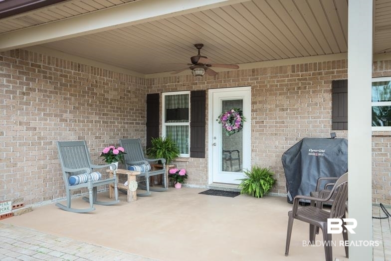18255 Cactus Court Elberta, AL 36530 - Photo 7 of 53 View of patio / terrace featuring a ceiling fan and a grill