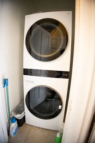 a utility room with a washer and dryer