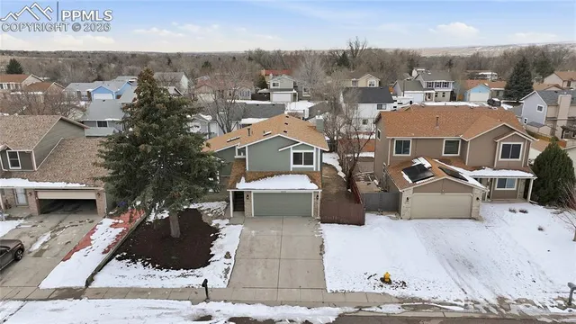 an aerial view of a house