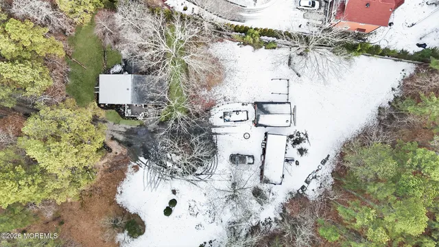 an outdoor view of building and trees