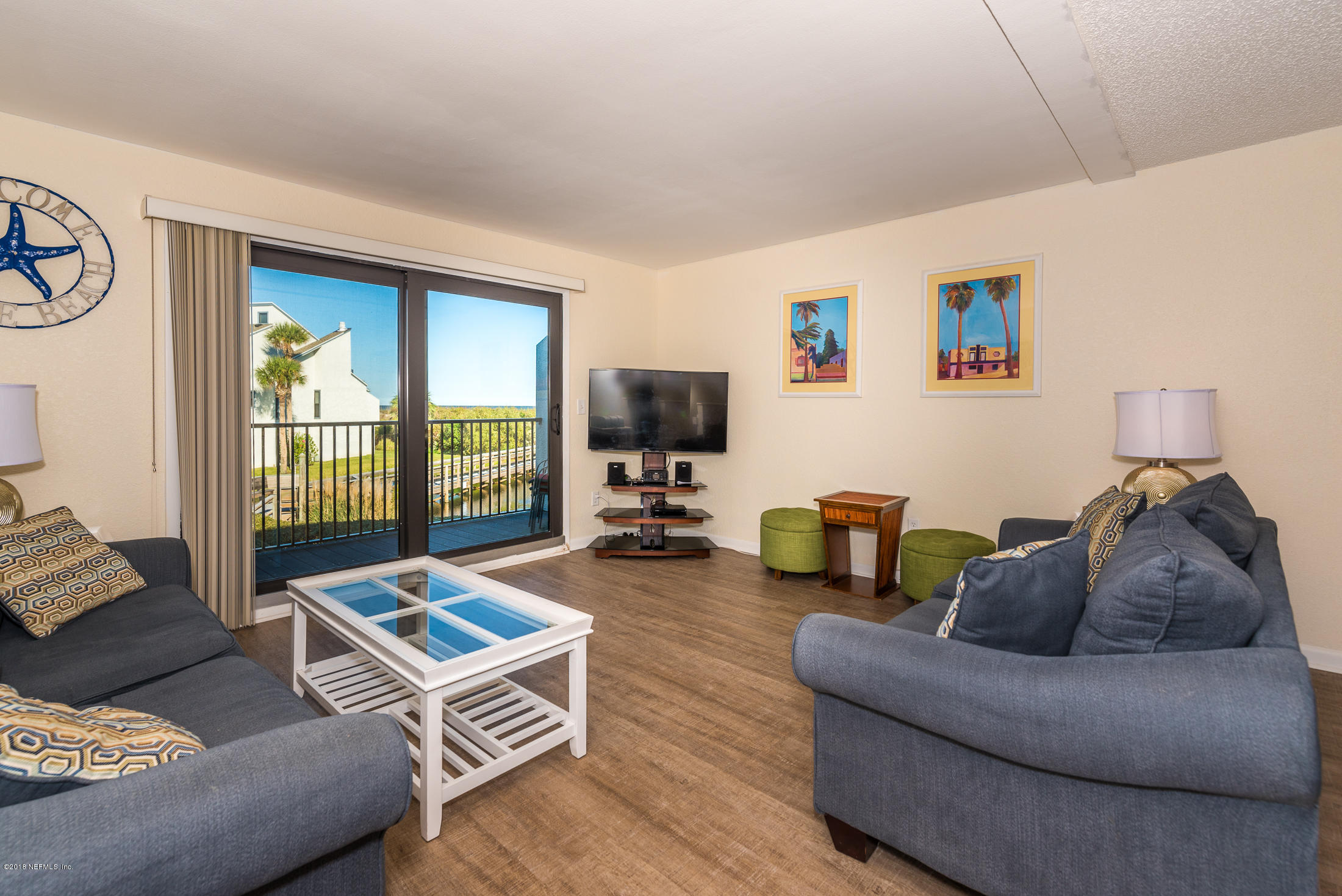 890 A1A Beach Boulevard, Unit 50 St. Augustine, FL 32080 - Photo 31 of 71 a living room with furniture and a flat screen tv
