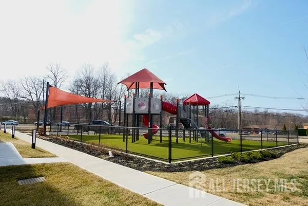 a view of a park with swings on the wall