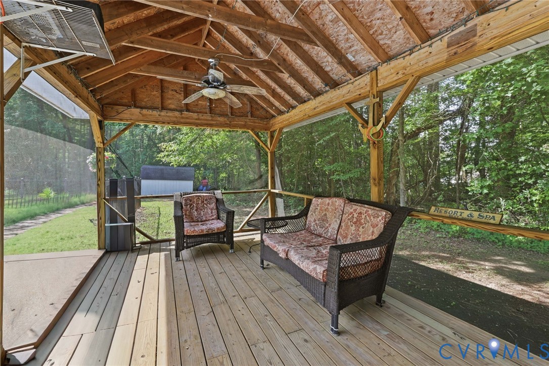1375 Gills Road Powhatan, VA 23139 - Photo 12 of 48 Screened porch just next to the pool: room to rela