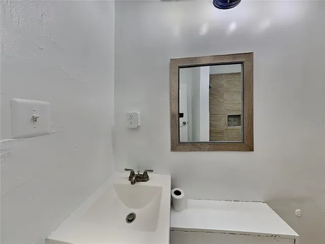 a bathroom with a bathtub