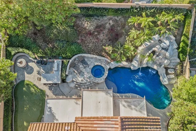 an aerial view of a house