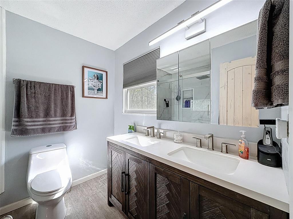 24350 Lanark Road Brooksville, FL 34601 - Photo 19 of 56 a bathroom with a sink a toilet and mirror