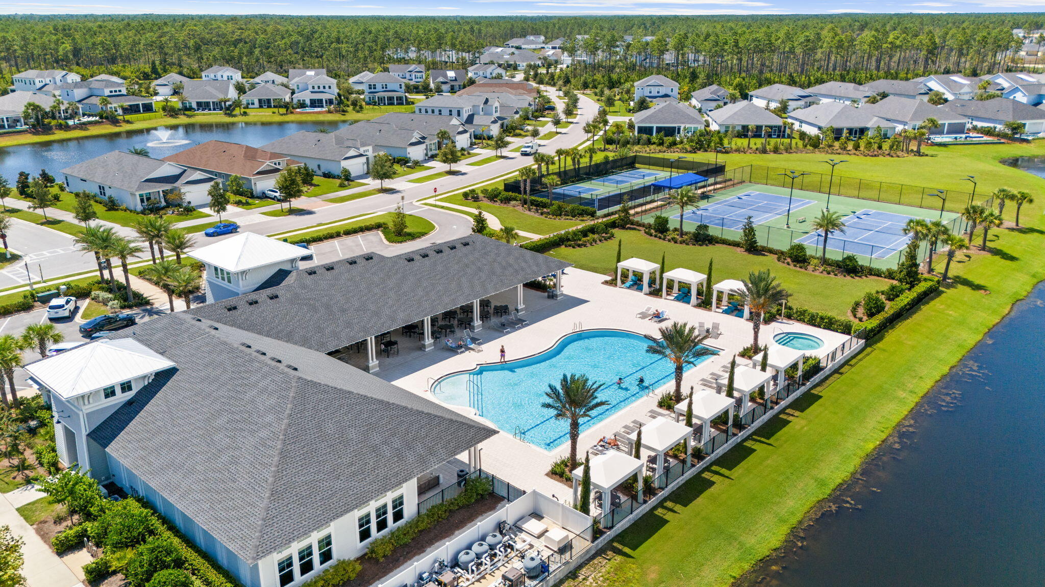 121 West Lafayette Rd Inlet Beach Inlet Beach, FL 32461 - Photo 36 of 41 an aerial view of a house with a swimming pool yard and outdoor seating