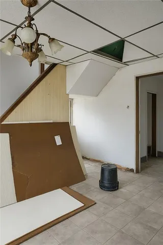 a view of a bathtub in the bathroom