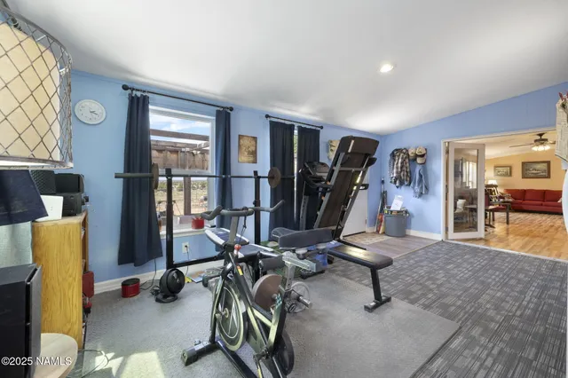 a view of a room with gym equipment