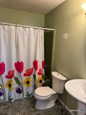 a bathroom with a sink mirror vanity and toilet