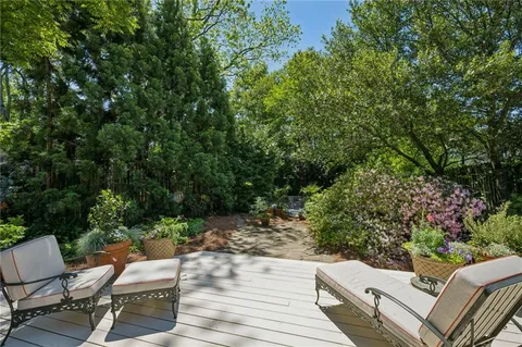 a view of a patio with chair and table