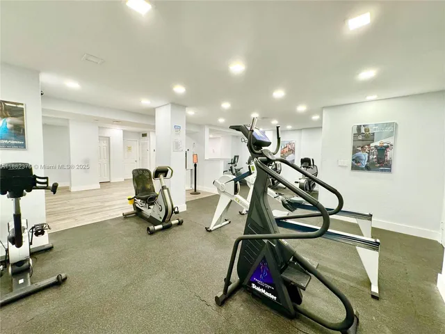 a view of a room with gym equipment