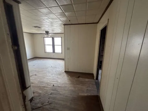 an empty room with windows