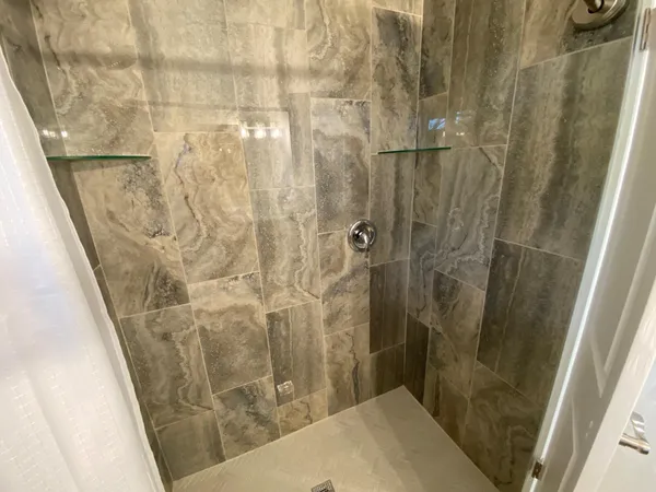 a bathroom with a shower