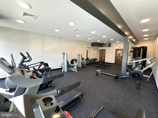 a view of a room with gym equipment