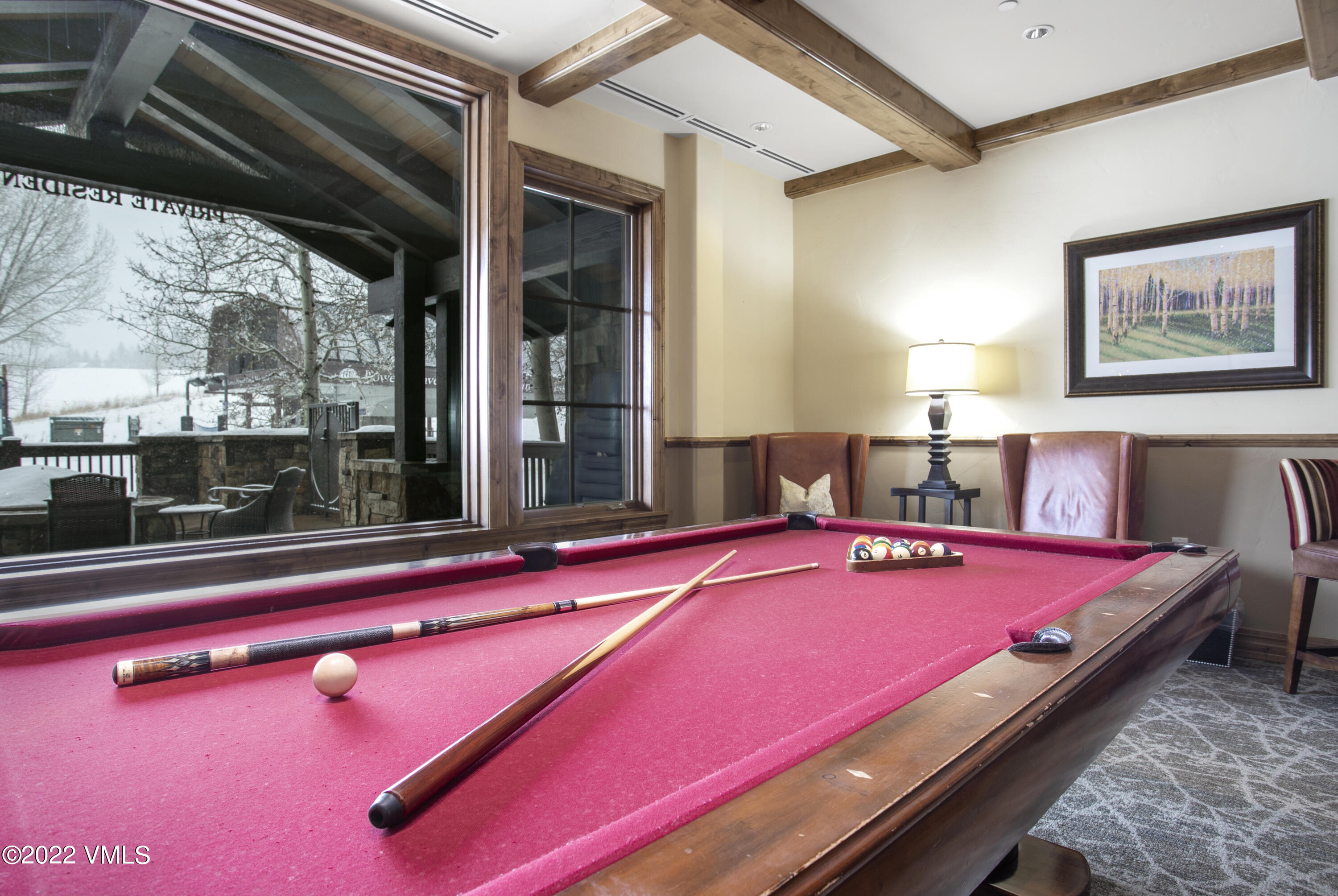 300 Prater Road, Unit B303 Beaver Creek, CO 81620 - Photo 28 of 38 a room with pool table and windows