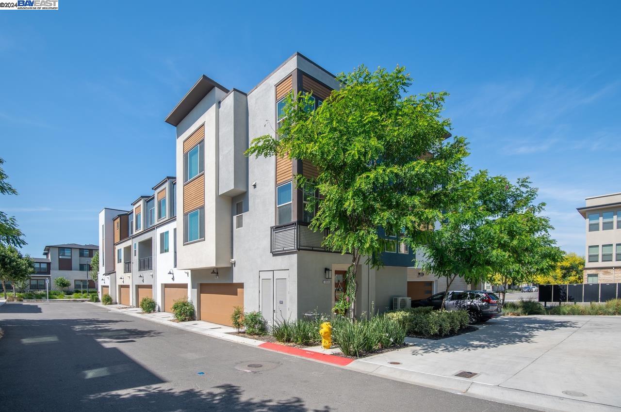 front view of a building with a street