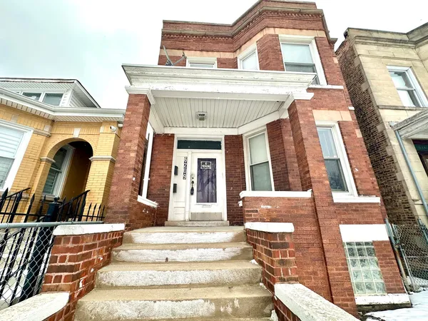 a front view of a building