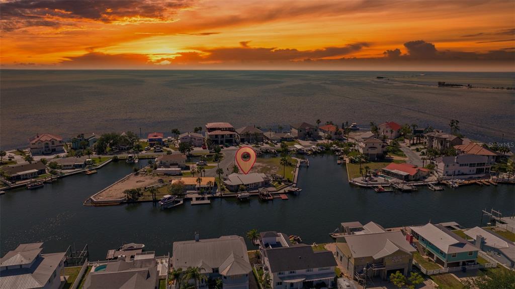 a view of a city and ocean view