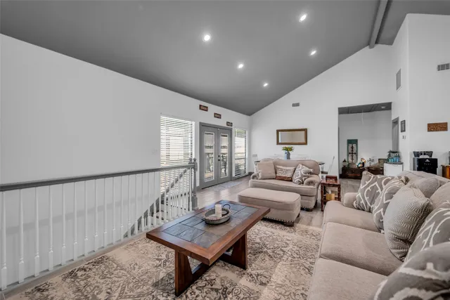 a living room with furniture