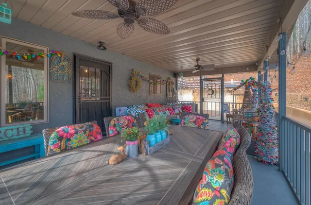 a view of outdoor space with seating area