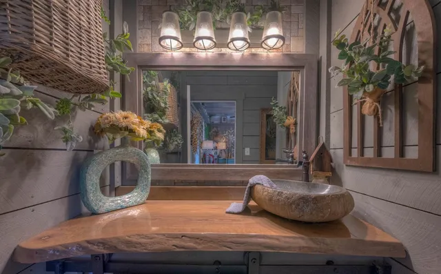 a backyard of a house with lots of green space