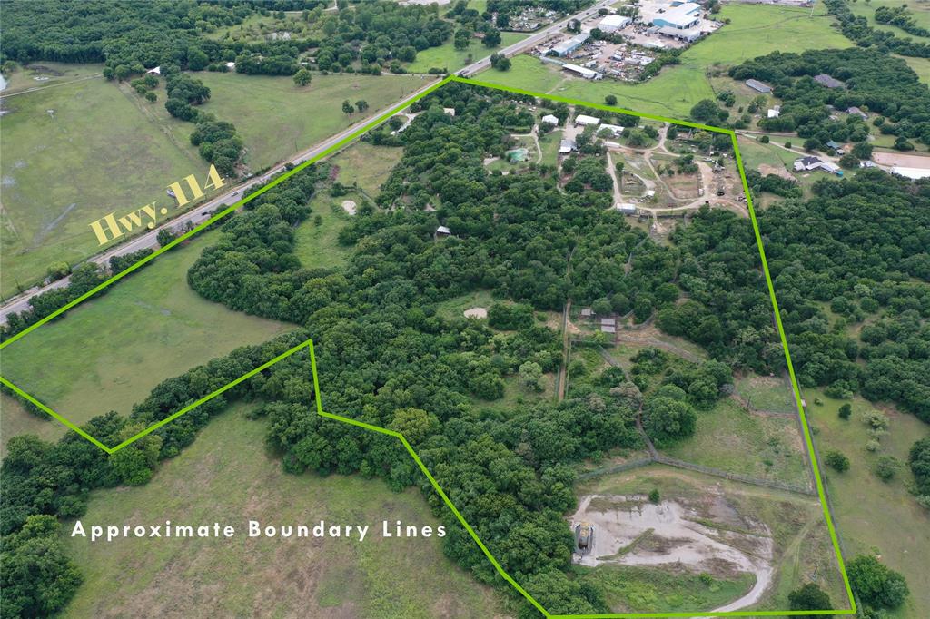 3901 East State Highway 114 Rhome, TX 76078 - Photo 1 of 1 Aerial view of sparsely populated area with property boundaries highlighted