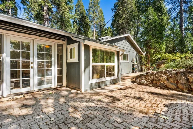 a backyard of a house with lots of green space