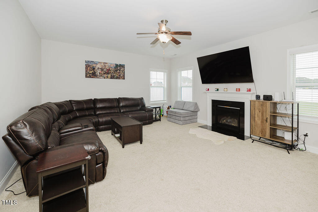 105 Perignon Drive Princeton, NC 27569 - Photo 5 of 38 a living room with furniture a fireplace and a flat screen tv