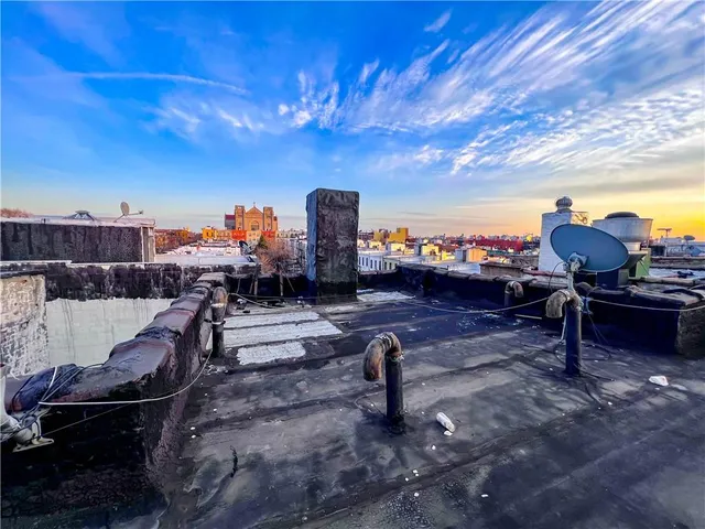 a view of a terrace with sky view